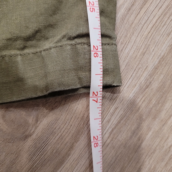 Uniqlo High-waist Wide-Leg Mobster Flatter Linen Cotton Army Green Pants S 26-27 - Picture 8 of 9
